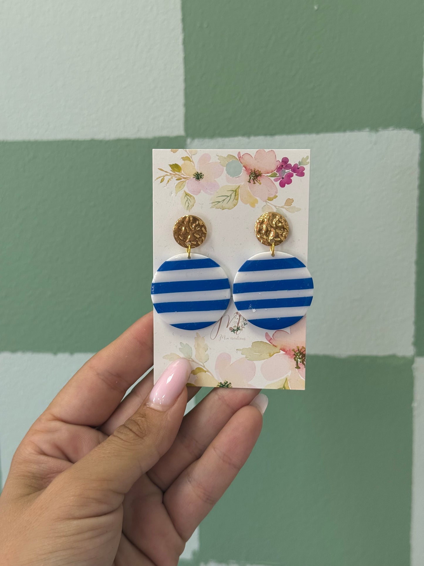 Boucle d’oreille rondes rayures