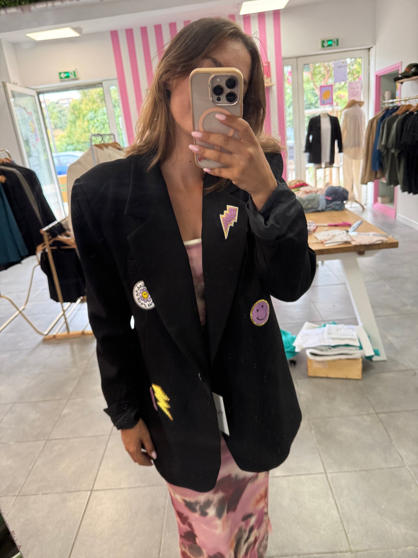 Blazer pop mauve taille L modèle unique