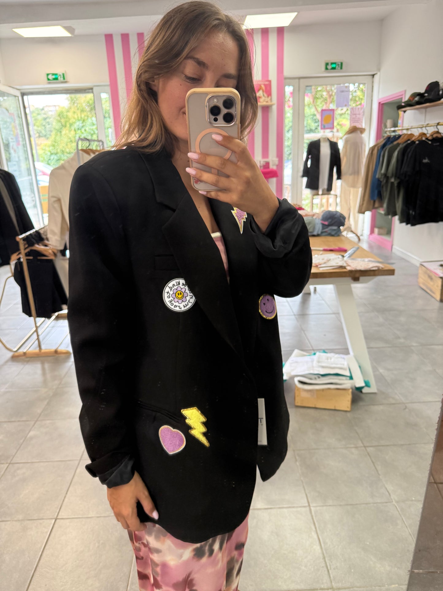 Blazer pop mauve taille L modèle unique