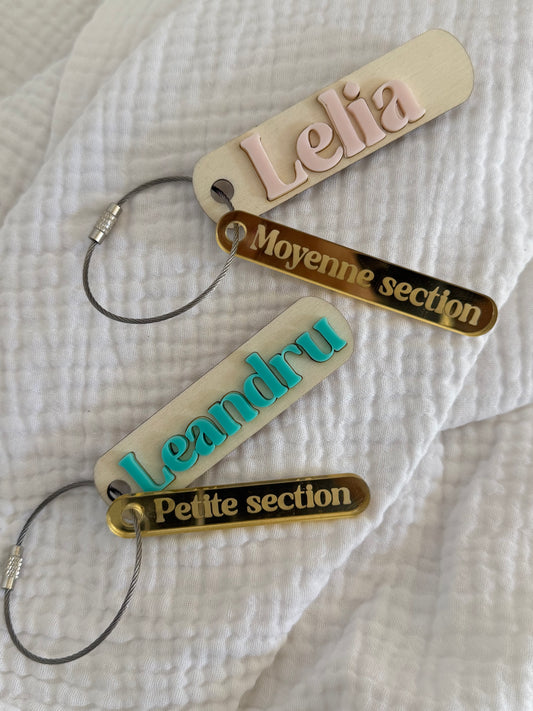 Porte clef prénom et classe personnalisé