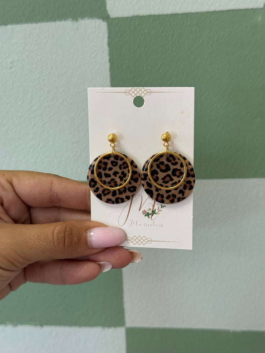 Boucle d’oreille leopard ronde et anneau
