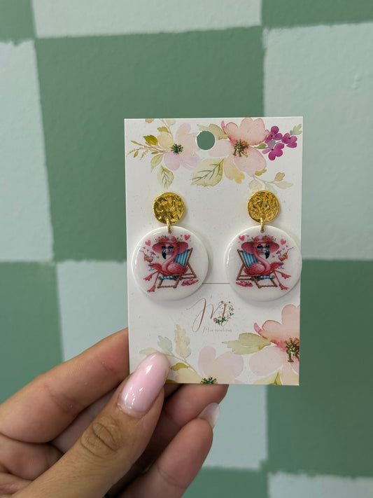 Boucle d’oreille flamant rose
