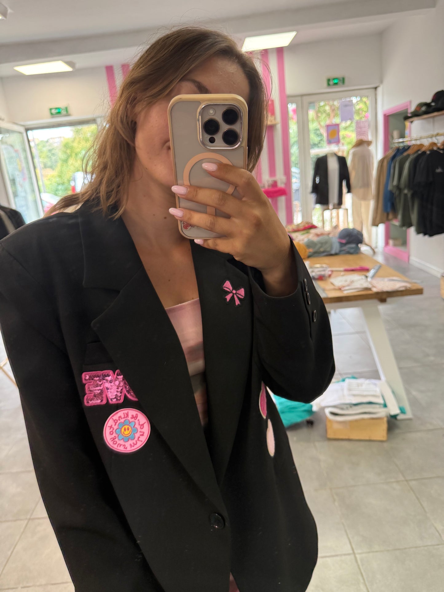 Blazer pop rose - taille M modèle unique