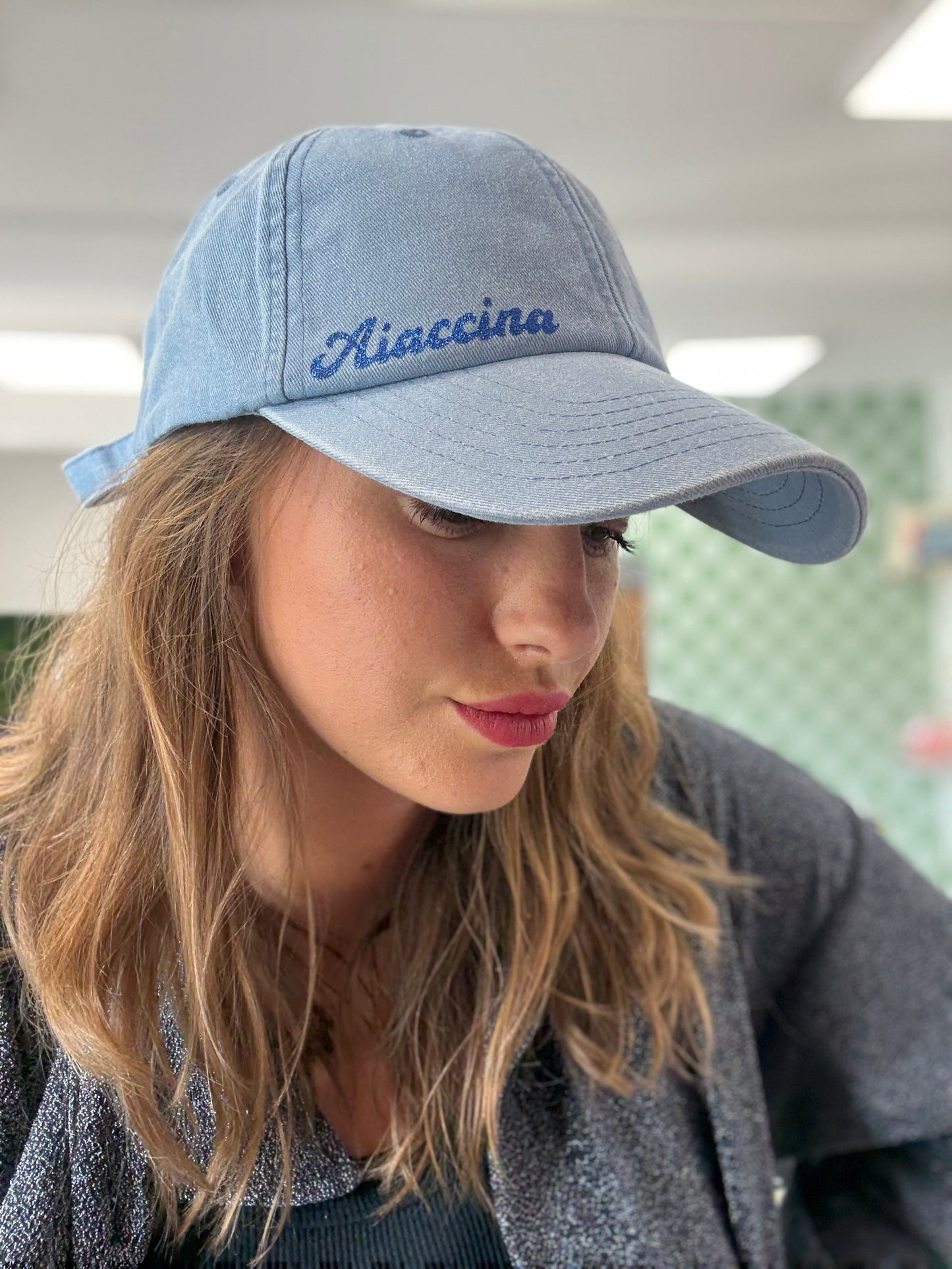 Casquette vintage Aiaccina bleu bébé/ bleu foncé