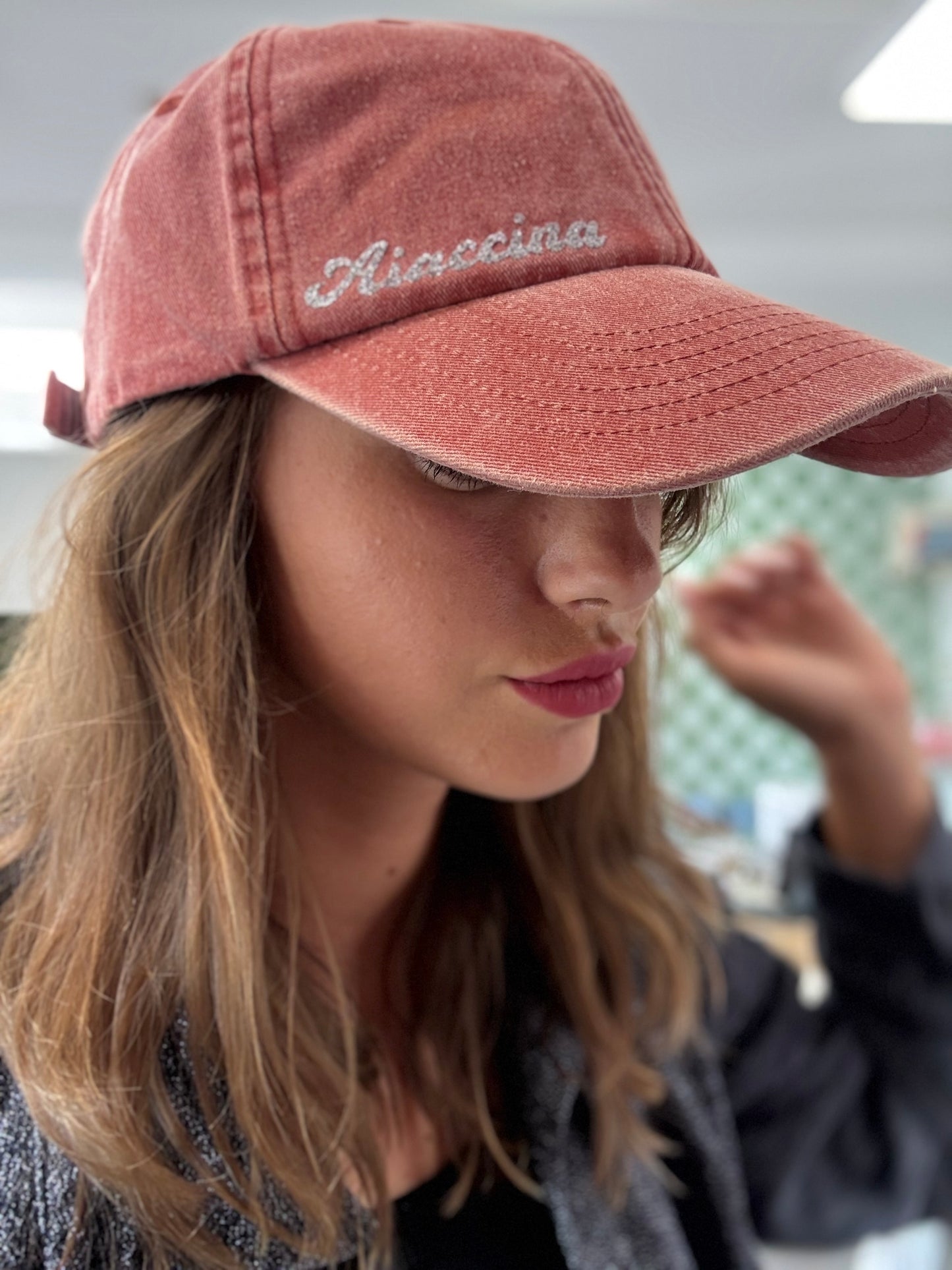 Casquette vintage Aiaccina brique/argenté