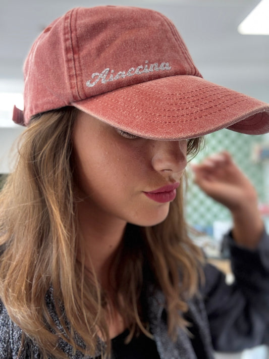 Casquette vintage Aiaccina brique/argenté