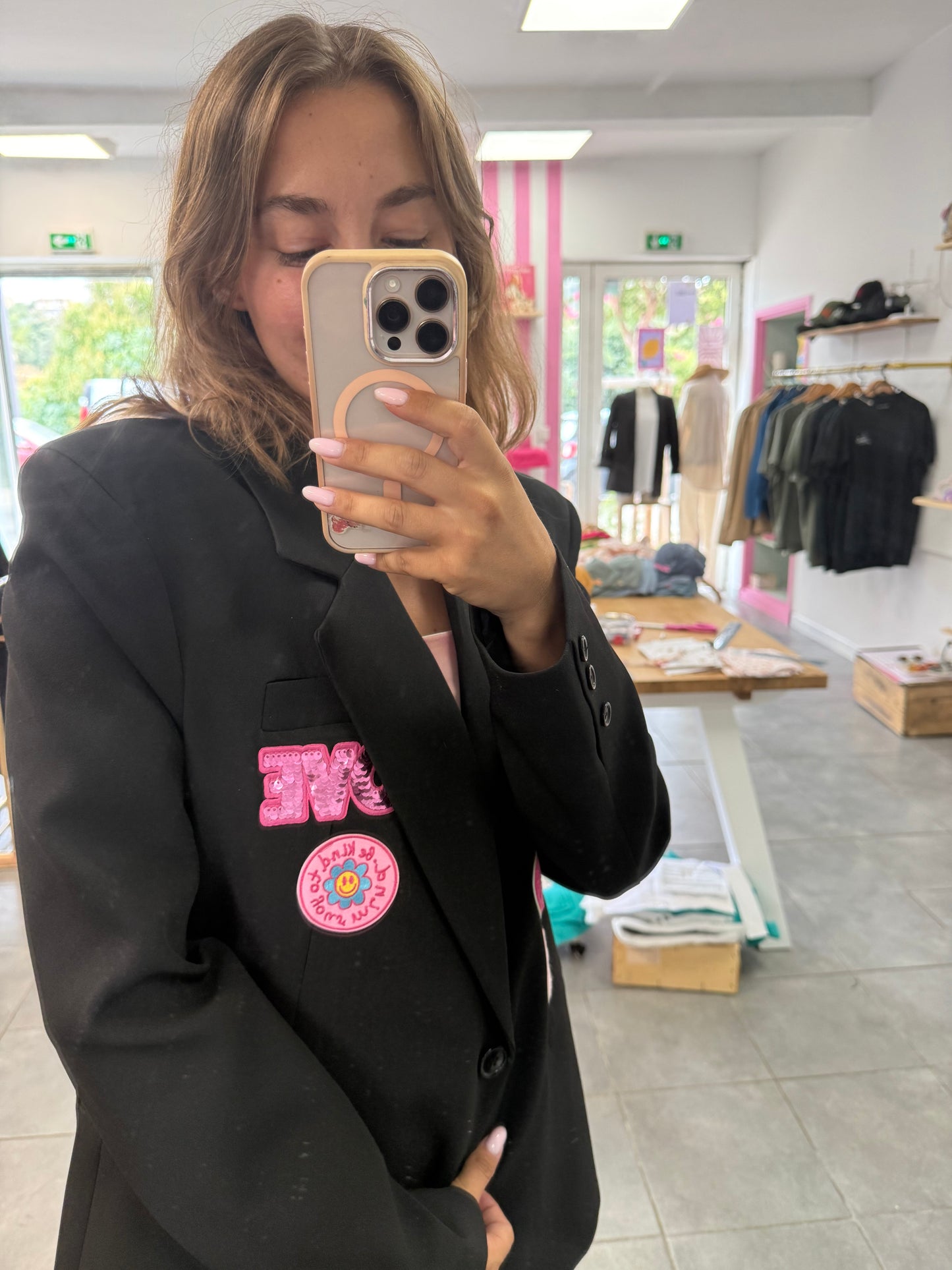 Blazer pop rose - taille M modèle unique