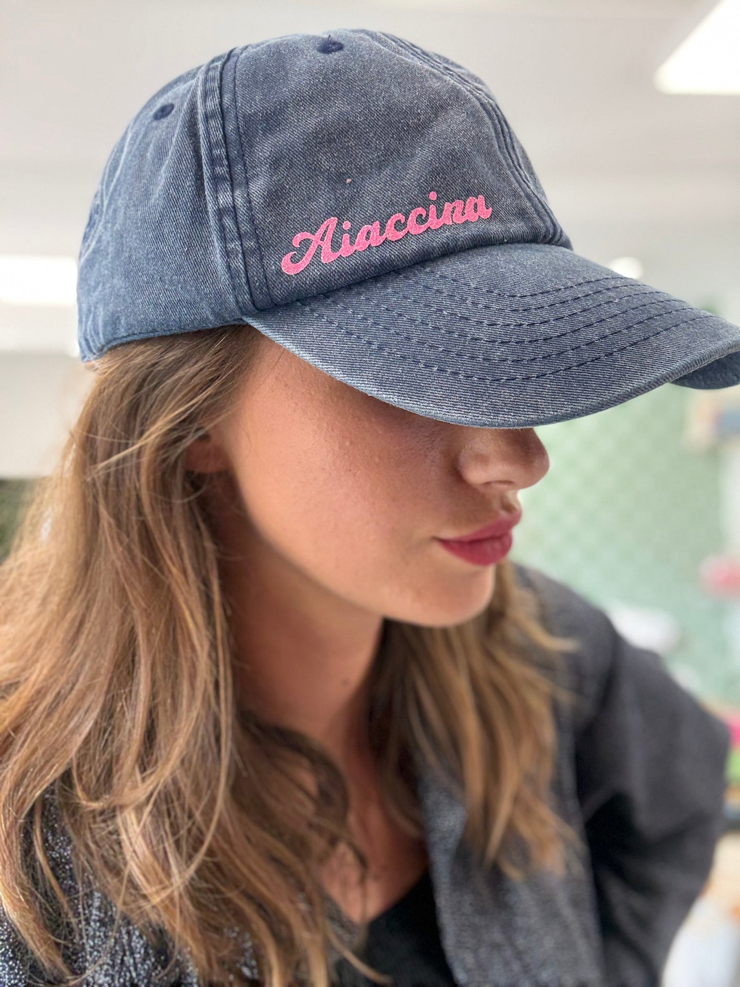 Casquette vintage Aiaccina bleu marine/rose