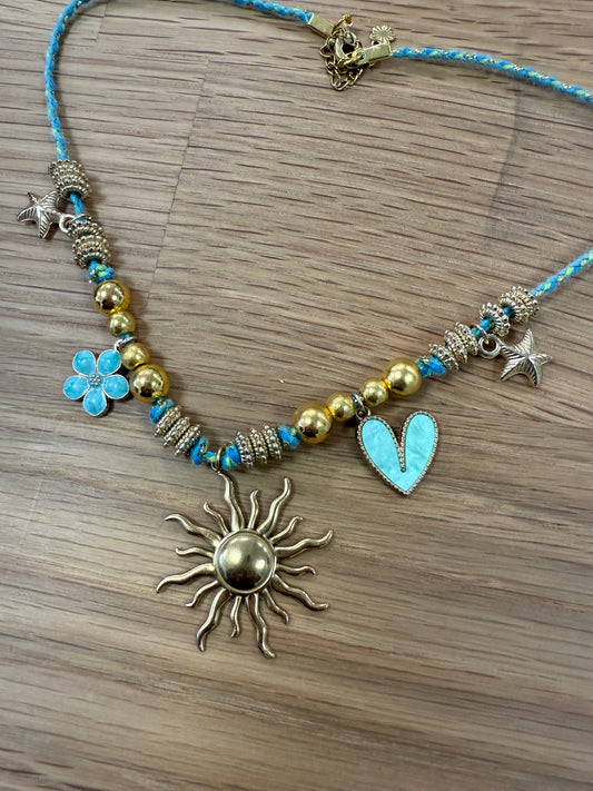 Collier cordon soleil bleu